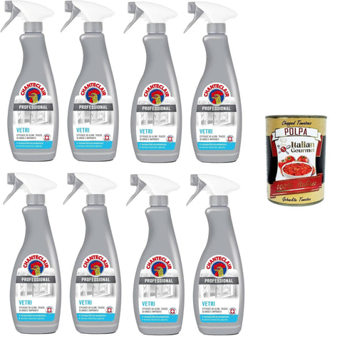 Chanteclair Professional Vetri, Efficace Contre Les Taches, Les Traces De Smog Et Les Traces De Doigts, 8 X 700 Ml + Italian Gourmet Polpa Di Pomodoro 400 G