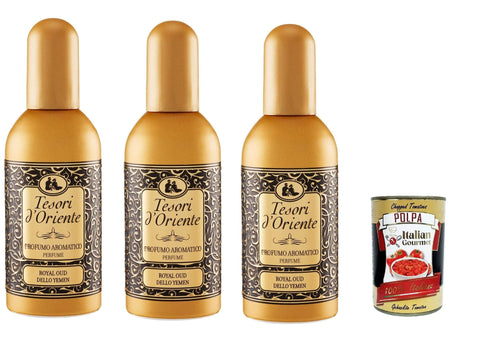 3x Tesori D'oriente Royal Oud Aromatic Parfum Essences Orientales 100 Ml + Italian Gourmet Polpa 400 G