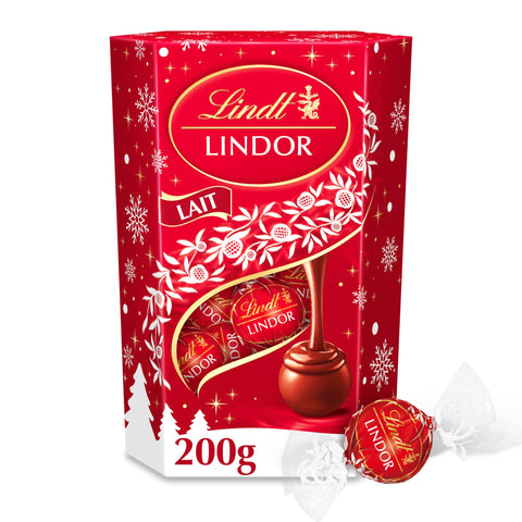 Lindt - Cornet Lindor - Assortiment De Chocolats Au Lait - Cœur Fondant - Idéal Pour Noël, 200g