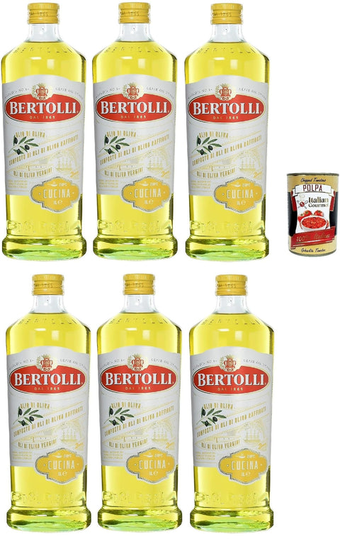 Olio Di Oliva Huile D'olive Cucina (6 X 1000 Ml) + Italian Gourmet Polpa 400g