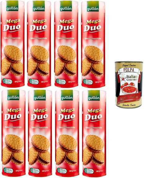 Gullon Mega Duo Biscotti Farciti Al Cioccolato Biscuits Au Chocolat 8 X 500 G + Italian Gourmet Polpa 400 G
