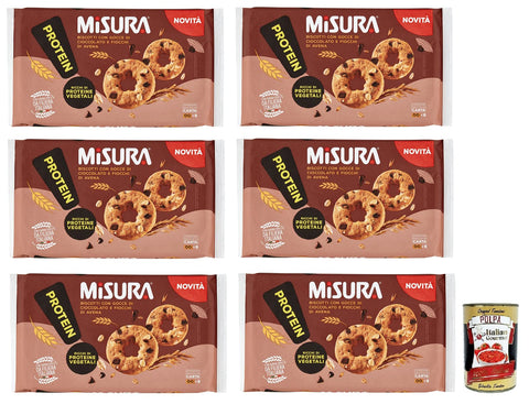 Misura Lot De 6 Biscuits Protéinés Avec Gouttes De Chocolat Et Flocons D'avoine, Riches En Protéines Végétales, 260 G + 400 G
