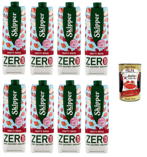 Zuegg Skipper Frutti Rossi Zero Drink À Base De Jus De Fruits Et De Purées 8 X 1000 Ml + Italian Gourmet Polpa 400 G