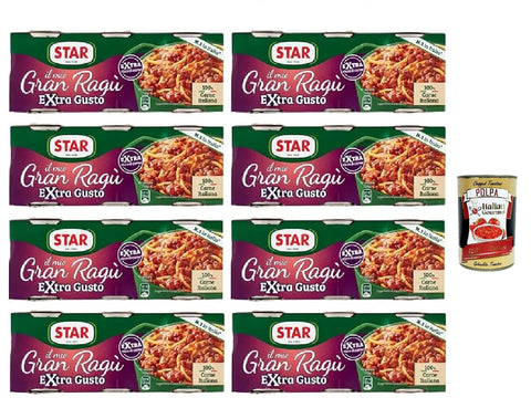 Star Il Mio Gran Ragù Lot De 8 Gourmandises Avec 100% De Viande Italienne, Lot De 3 Boîtes De 100 G + Porte-Clés Italian Gourmet Polpa 400gr