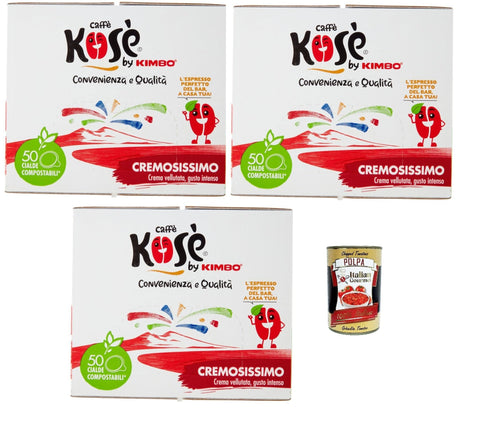 Caffè Kosè Cialde Compostabili Cremosissimo, Cialde Ese 44mm, 3x Box Lot De 50 Dosettes De Café + Italian Gourmet Polpa 400g