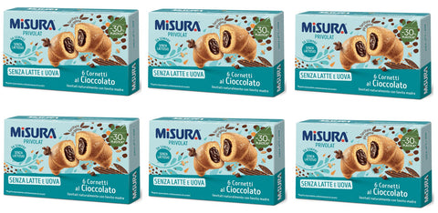 6x Misura Privolat Cornetti Al Cioccolato Senza Latte E Uova Croissants Avec Remplissage Au Chocolat Sans Lait Ni Œuf 290 G