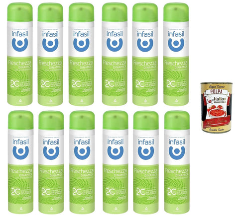 Infasil Déodorant Fraîcheur Dynamique À La Molécule 2c Sans Alcool Efficace Jusqu'à 24 Heures 12 X 150 Ml + Italian Gourmet Polpa 400 G