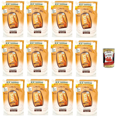 Vidal Olio Di Argan Sapone Lot De 12 Savons Liquides À L'huile D'argan 1200 Ml + Italian Gourmet Polpa 400 G