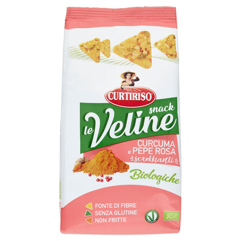 Curtiriso Le Veline Snack Curcuma E Pepe Rosa Scrokkinati Biologico Collation Bio Avec Curcuma Et Poivre Rose 80 G