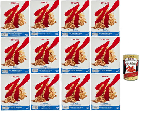 Special K Classic Flocons De Grain Croustillant Avec Blé De Blé - Céréales De Petit-Déjeuner Riches En Fibres - Plaisir Naturel, 12x 300g + Italian Gourmet Polpa 400g