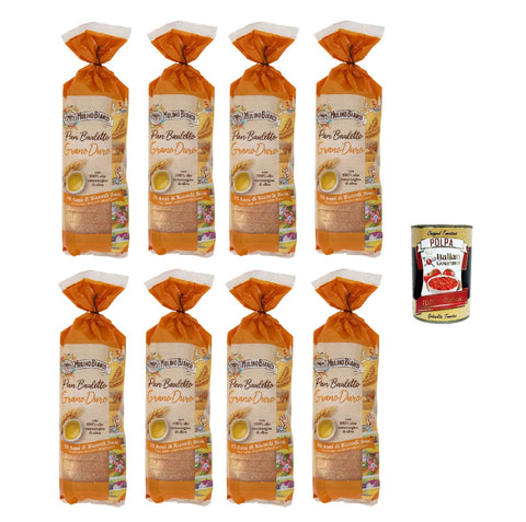 Mulino Bianco Pan Bauletto al Grano Duro pain de semoule de blé dur 8x400gr +  Italian Gourmet polpa 400gr