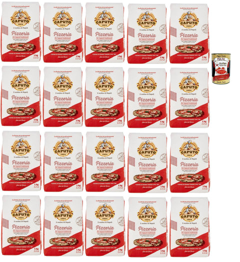 Caputo Pizzeria « 00 » Farine De Blé Douce, Idéale Pour Une Pâte Au Levain Bien Hydratée, Légère Et Parfaite, Farine Pour Pizza Napolitaine Classique, 20 X 1 Kg + Italian Gourmet Polpa 400 G
