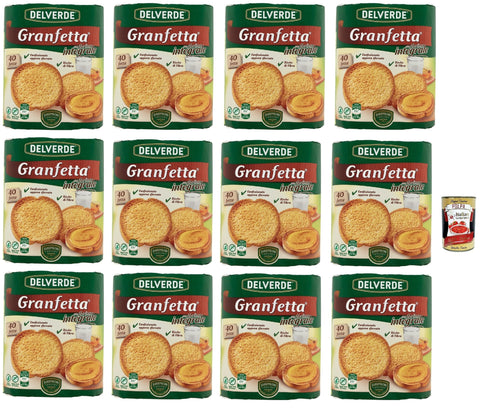 Delverde Granfetta Lot De 40 Sachets De Biscottate Integrali Avec Farine Complète 12 X 300 G + Italian Gourmet Polpa 400 G