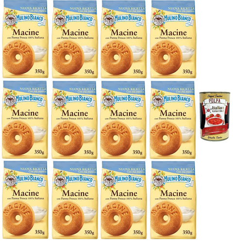 Mulino Bianco Macine Lot De 12 Biscuits À La Crème Fraîche 100 % Italienne 350 G + Polpa Italian Gourmet 400 G
