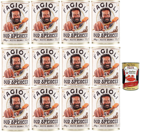 Fagioli Alla Bud Spencer, Gli Originali, Bud Power- Bud-Spencer, Haricots, Prêts À Manger, 12x 400gr + Italian Gourmet Polpa 400g