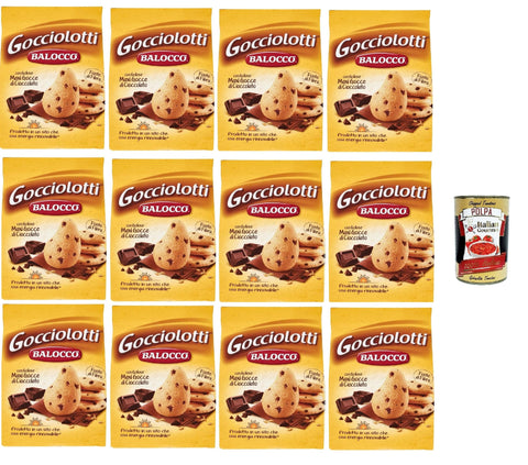 Balocco Gocciolotti Biscotti Con Gocce Di Cioccolato, Biscuits Avec Pépites De Chocolat, Cookies Biscuits 100% Biscuits Italiens, 12x 350g + Italian Gourmet Polpa