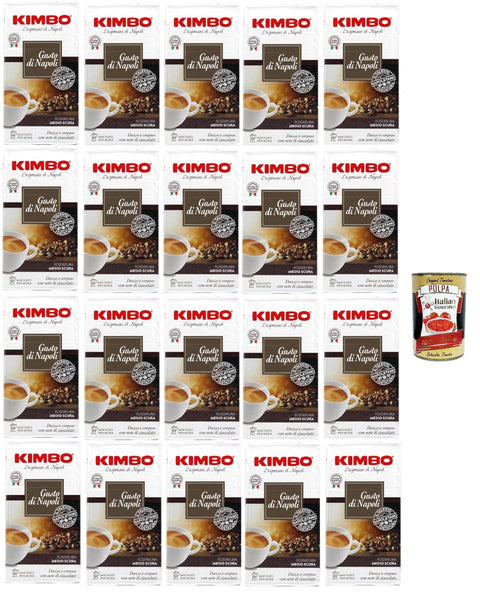 Kimbo Gusto Di Napoli, Caffe' Italiano, Caffè Macinato, Italian Café Moulu, Convient Pour Cafetière Moka, Lot De 20x 250 Gr + Italian Gourmet Polpa 400g
