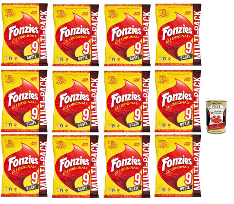 Fonzies Fonzies Lot De 12 Snack De Maïs Croustillant Original Avec Fromage – 9 Sachets, 212 G + Polpa Gourmet Italien 400 G