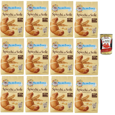 Mulino Bianco Spicchi Di Sole Biscotti Dorati Al Forno, Biscuits Dorés Dans Le Four, Biscuits Cookies, 12x 400g + Italian Gourmet Polpa 400g