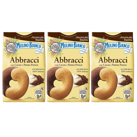 Mulino Bianco Abbracci Biscuits Sablés Italiens Au Beurre Et Saveur De Cacao 350g X 3 Parcelles (Abbracci, X3)