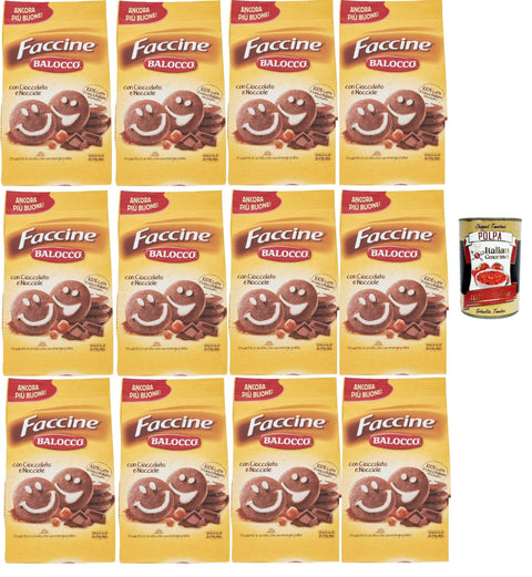 Balocco Faccine Biscotti Con Cioccolato E Nocciole, Biscuits Au Chocolat Et Aux Noisettes, 12x 350g + Italian Gourmet Polpa 400g