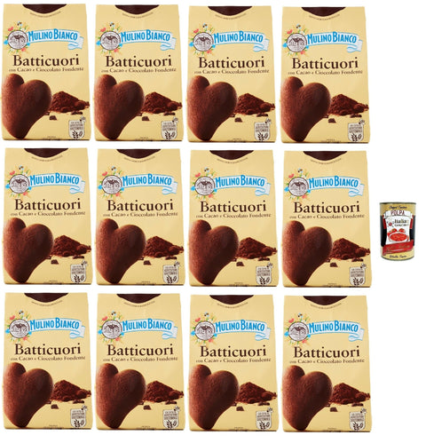 Mulino Bianco Batticuori Biscotti Con Cacao E Cioccolato, Biscuits Au Cacao Et Au Chocolat, 12 X 350 G + Polpa Italien Gourmet 400 G