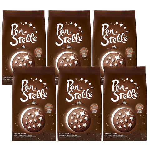 Mulino Bianco Pan Di Stella - Biscuits Au Chocolat Italien Avec Étoiles Glacées 350g X 6 Parcelles (Pan Di Stella, X6)