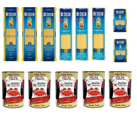 Pack De Test De Cecco Spaghetti Linguine Penne Rigate 8 X 500 G Et Italian Gourmet Polpa Di Pomodoro Pâte De Tomate Finement Hachée 5 X 400 G