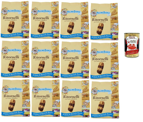 Mulino Bianco Ritornelli, Biscotti Con Cacao E Mandorle, Biscuits Au Cacao Et Aux Amandes, Biscuits Cookies, 12x 700g + Italian Gourmet Polpa 400g