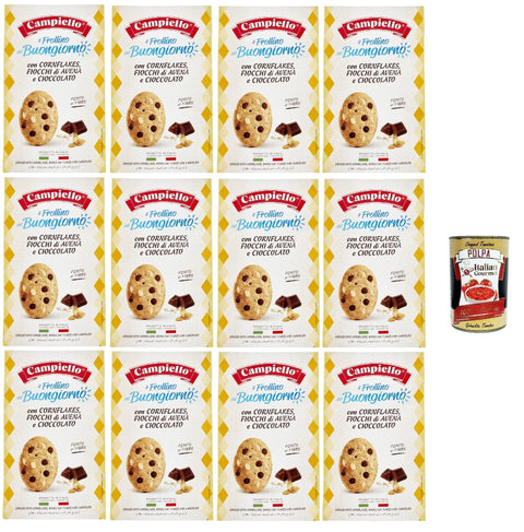 Campiello Il Frollino Del Buongiorno Con Cornflakes, Fiocchi Di Avena E Cioccolato, Biscuits De Cornflakes, Flocons D'avoine Et Chocolat, 12x 300 G + Italian Gourmet Polpa 400g