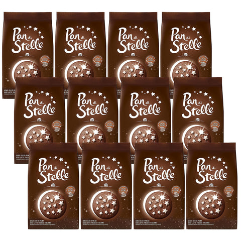 Mulino Bianco Pan Di Stella - Biscuits Au Chocolat Italien Avec Étoiles Glacées 350g X 12 Parcelles (Pan Di Stella, X12)