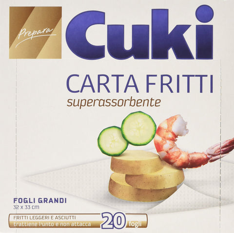 Cuki – Papier Fritures, Absorbante, 32 X 33 Cm – 4 Boîtes De 20 Feuilles [80 Feuilles]