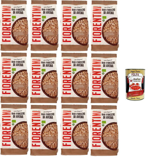 Fiorentini Fiocchi Di Avena, Fonte Di Proteine Ad Alto Contenuto Di Fibre Flocons D'avoine, Source De Protéines À Haute Teneur En Fibres 12 X 500 G + Italian Gourmet Polpa 400 G
