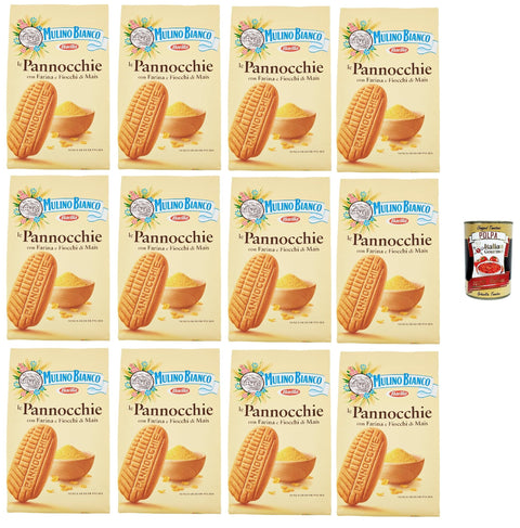 Mulino Bianco Pannocchie, Biscotti Con Farina Di Mais, Biscuits À La Farine De Maïs, Biscuits Cookies, 12x 350g + Italian Gourmet Polpa 400g