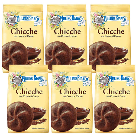 Mulino Bianco Chicche -Sablés, Biscuits Au Chocolat Et Crème De Cacao 200g (Chicche, X6)