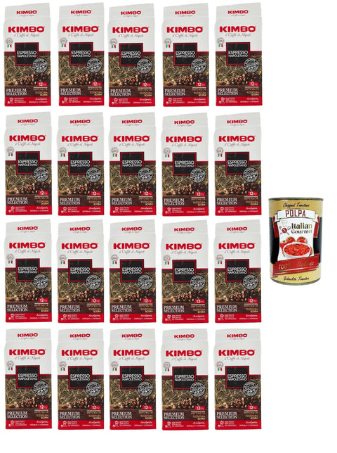 Kimbo Espresso Napoletano, Caffe' Italiano, Caffè Macinato, Italian Café Moulu, Convient Pour Cafetière Moka, Lot De 20x 250 Gr + Italian Gourmet Polpa 400g