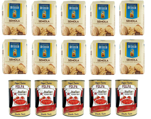 Semola Di Grano Duro De Cecco 10 X 1 Kg Et Italian Gourmet Polpa Di Pomodoro Pâte De Tomates Finement Hachée 5 X 400 G