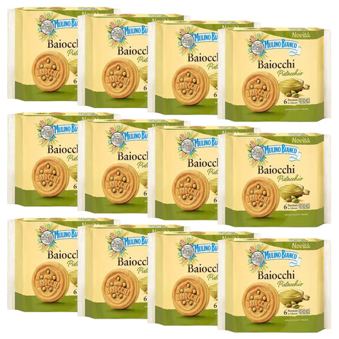 Mulino Bianco Baiocchi Pistacchio - Biscuits À La Crème De Pistache 168g X 12 Parcelles