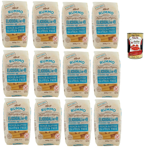 Rummo Pasta Elicoidali N. 49 Senza Glutine, Gluten Free, 100% Pâtes Italiennes De Pâtes-Gluten 12x 400g+ Italian Gourmet Polpa 400g