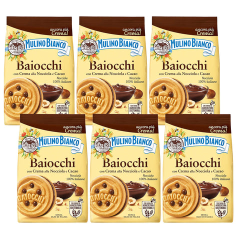 Mulino Bianco Baiocchi - Biscuits Sablés À La Crème De Noisette Et Cacao 260g (Cacao, X6)