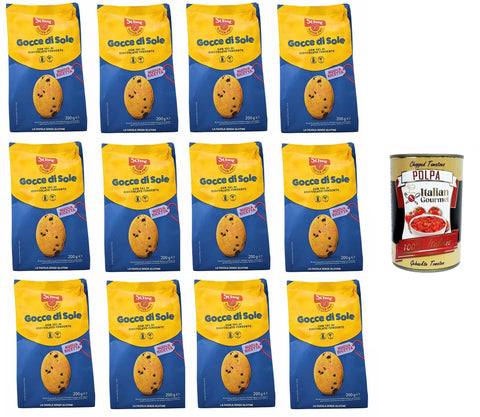 Schar Gocce Di Sole Biscotti Di Pasta Frolla Con Gocce Di Cioccolato Biscuits En Pâte Brisée Avec Pépites De Chocolat 12 X 200 G + Italian Gourmet Polpa 400 G