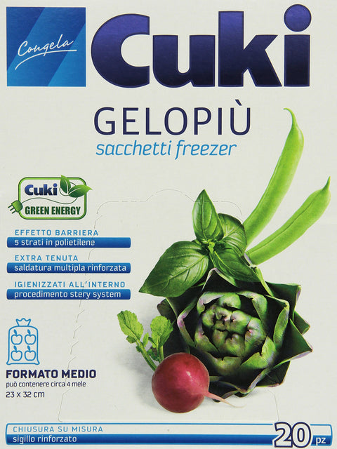 Cuki – Sacs Congélation Gelopiu ', Format Moyen 23 X 32 Cm – 20 Pièces