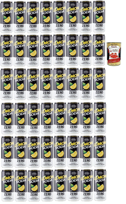 Lemonsoda Zero, Zéro Rafraîchissement De La Boisson Au Citron Limonade, Sans Sucre Ajouté, Boisson Gazeuse Italienne À Aromatisation Au Citron, Sans Sucre, 48x 33cl + Italian Gourmet Polpa 400g