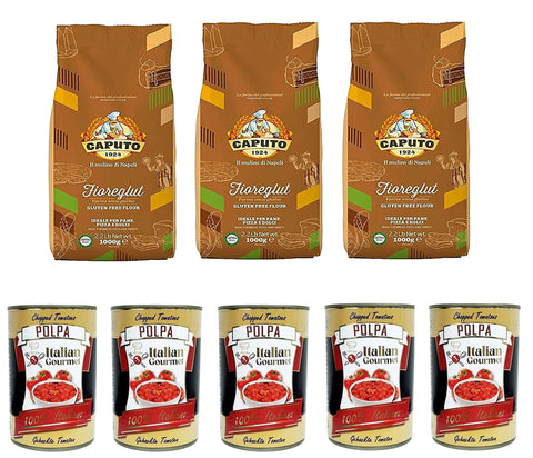 Pack De Test Caputo Fioreglut Sans Gluten Farine Sans Gluten 1 Kg 3 X 1 Kg Et Italian Gourmet Polpa Di Pomodoro Pâte De Tomates Finement Hachée 5 X 400 G
