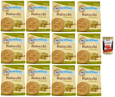 Mulino Bianco Baiocchi, Biscotti Al Pistacchio, Biscuits À La Pistache, Idéal Pour Le Petit Déjeuner Ou La Collation, Sans Huile De Palme, 12x 240g + Italian Gourmet Polpa 400g
