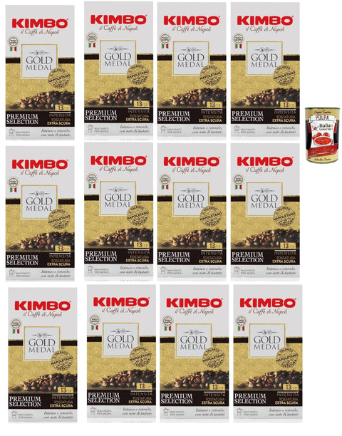 Kimbo Gold Medal, Caffe' Italiano, Caffè Macinato, Italian Café Moulu, Convient Pour Cafetière Moka, Lot De 12x 250 Gr + Italian Gourmet Polpa 400g
