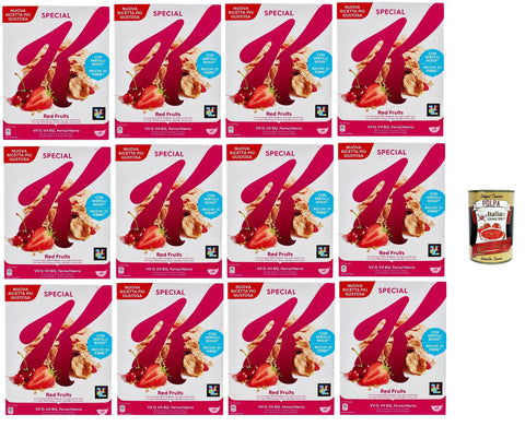 Special K Red Fruits, Fiocchi Di Riso Fruits Rouges Céréales Flocons De Riz Blé Et Orge Avec Des Vitamines Et Des Minéraux, 12x 290g Céréale + Italian Gourmet Polpa 400g