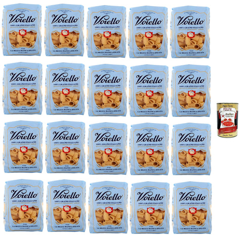 Voiello Pasta Mezze Maniche Rigate Lot De 20 Pâtes 100 % Italiennes N 122 500 G + Polpa Italian Gourmet 400 G