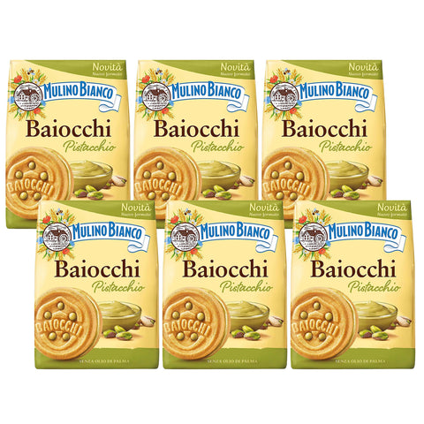 Mulino Bianco Baiocchi - Biscuits Fourrés À La Pistache 240g (Pistache, X6)