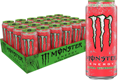 Monster Energy Ultra Lot De 24 Boissons Énergisantes Sans Sucre Pastèque 473 Ml